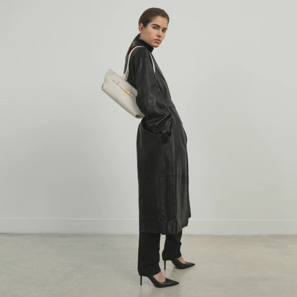 Demellier The New York Shoulder in Chalk Crossbody Bag, view 7