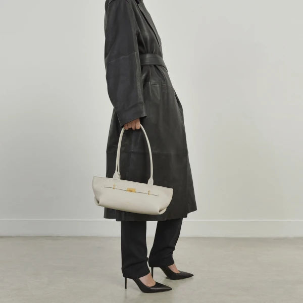 Demellier The New York Shoulder in Chalk Crossbody Bag, view 8