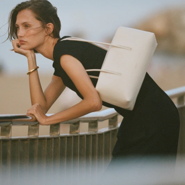 Demellier The Stockholm Shoulder in Chalk Crossbody Bag, view 2