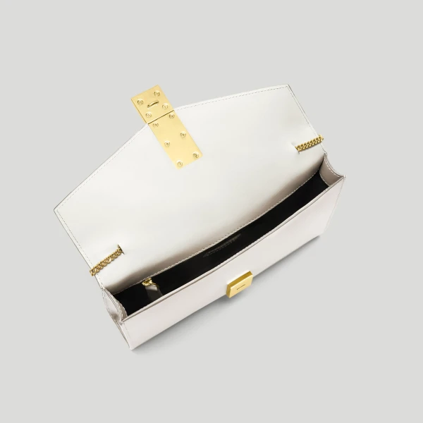 Demellier The Vancouver Clutch in Optic White Clutch Bag, view 3