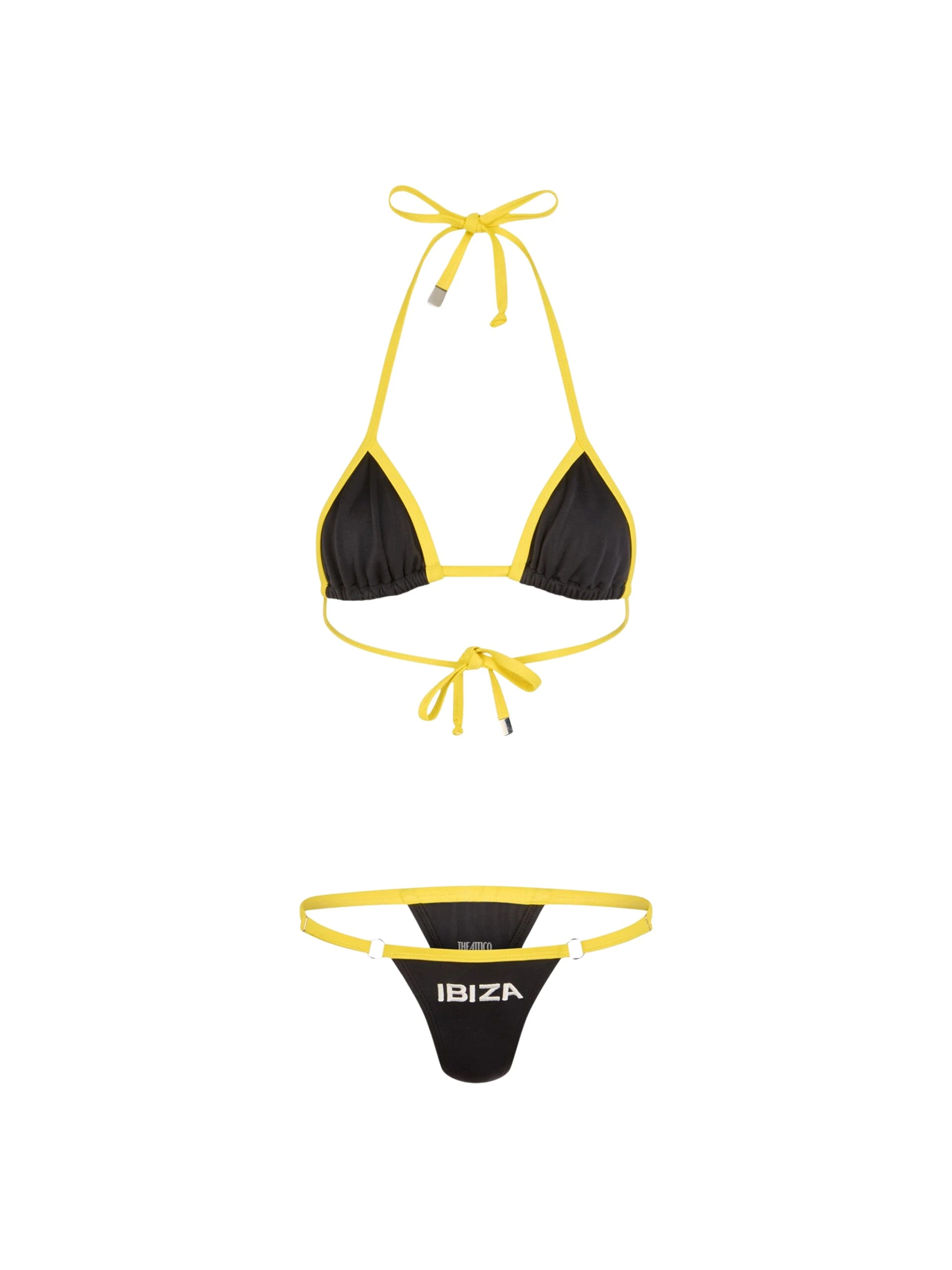 White, black and yellow bikini