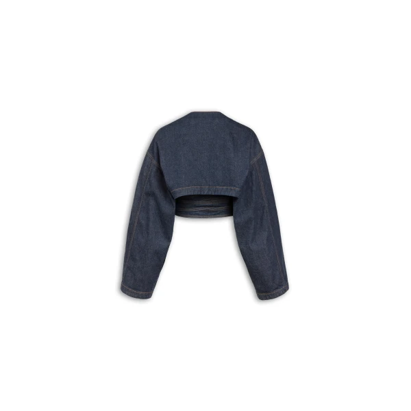 Alaïa Wrap Denim Jacket - ALAÏA Jackets - Laser Cut Luxury - Shop at Luxury Shoes 