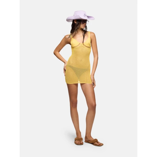 The Attico Yellow mini dress, view 2