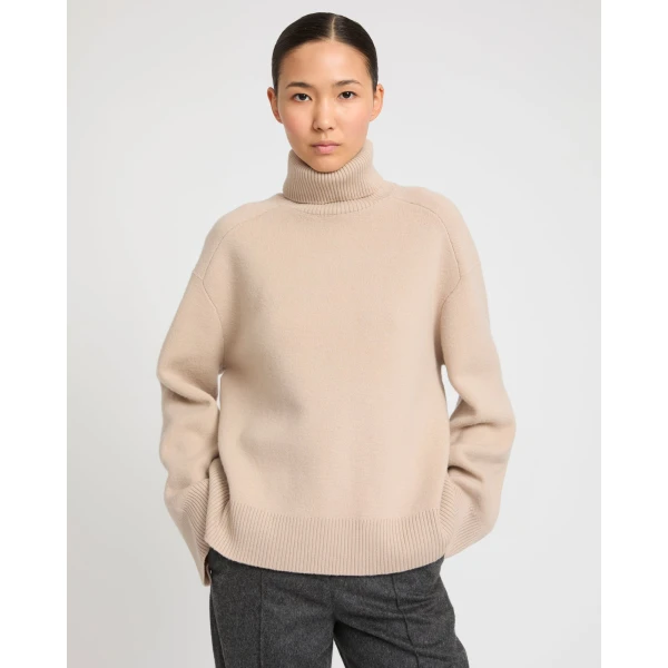 Yves Salomon Polo-neck Sweater in Beige, view 2
