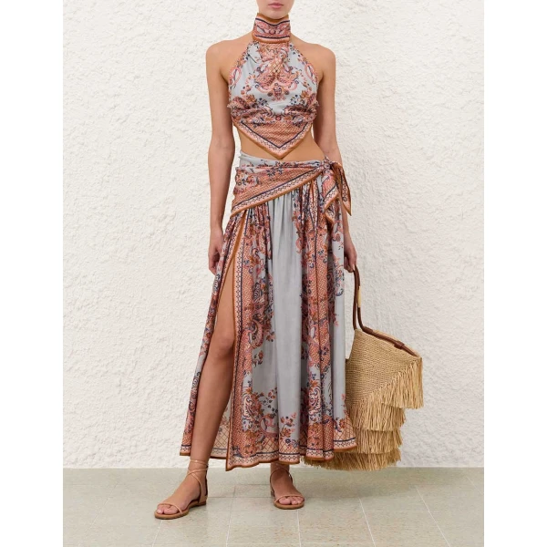 Zimmermann Aster Scarf Midi Skirt, view 2