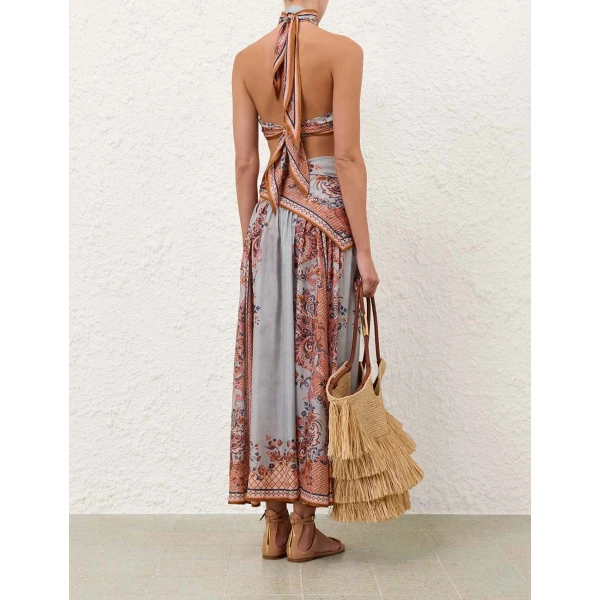 Zimmermann Aster Scarf Midi Skirt, view 4