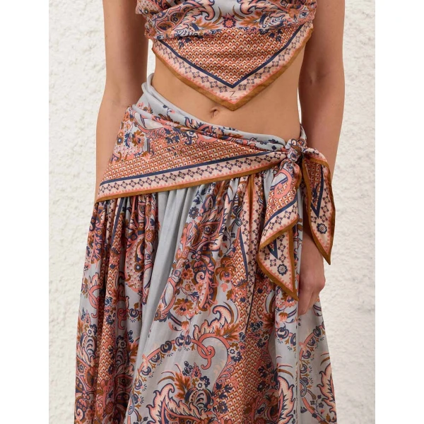 Zimmermann Aster Scarf Midi Skirt, view 5