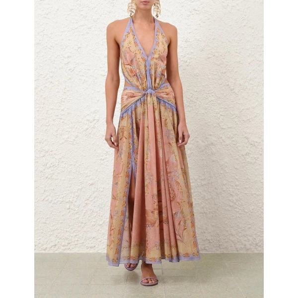 Zimmermann Indra Plunge Halter Maxi Dress, view 2