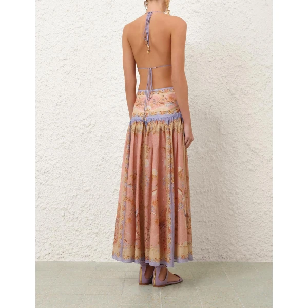 Zimmermann Indra Plunge Halter Maxi Dress, view 4