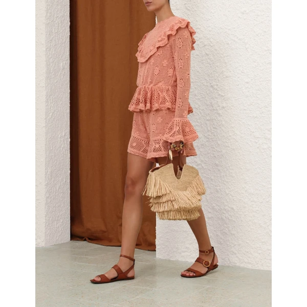 Zimmermann Roselight Crochet Frill Blouse, view 3