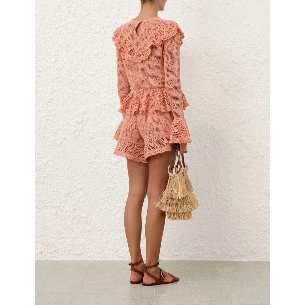 Zimmermann Roselight Crochet Frill Blouse, view 4