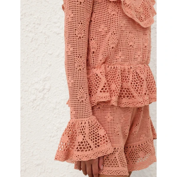 Zimmermann Roselight Crochet Frill Blouse, view 5