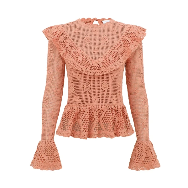 Zimmermann Roselight Crochet Frill Blouse