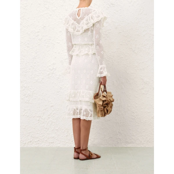 Zimmermann Roselight Crochet Frill Dress, view 4