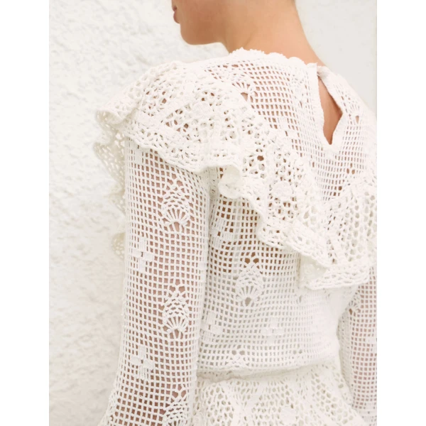 Zimmermann Roselight Crochet Frill Dress, view 5