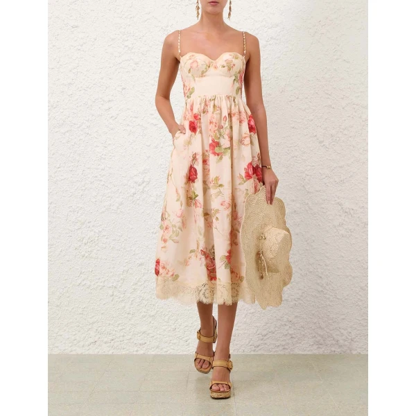 Zimmermann Roselight Picnic Midi Dress, view 2