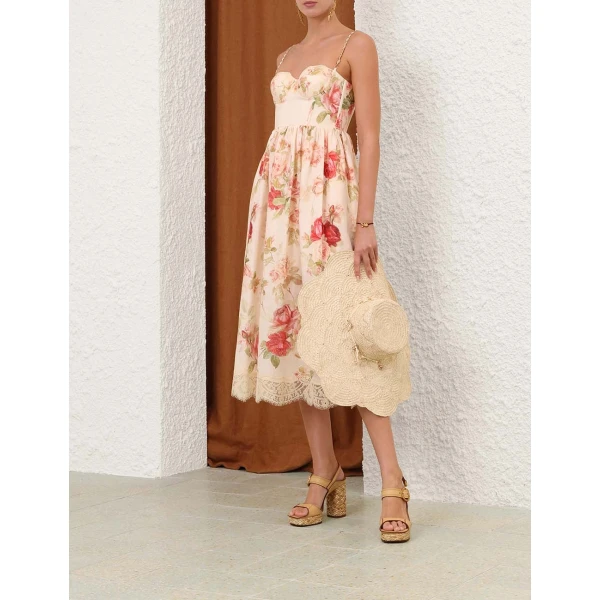 Zimmermann Roselight Picnic Midi Dress, view 3