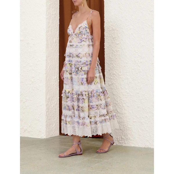 Zimmermann Solstice Tiered Midi Dress, view 3