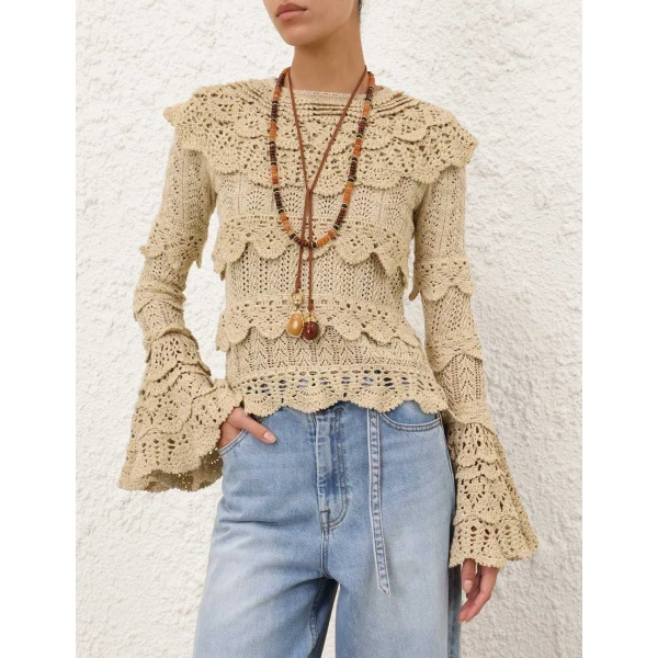 Zimmermann Sundance Crochet Frill Top, view 2
