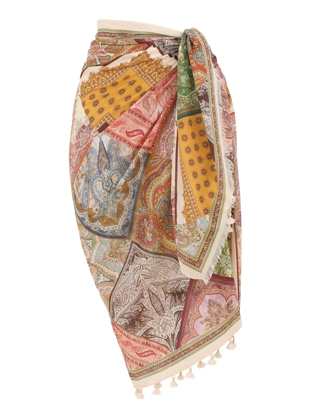 Zimmermann Sundance Fringe Printed Pareo | Ready to Wear Collection Luxury Shoes Zimmermann Sundance Fringe Printed Pareo