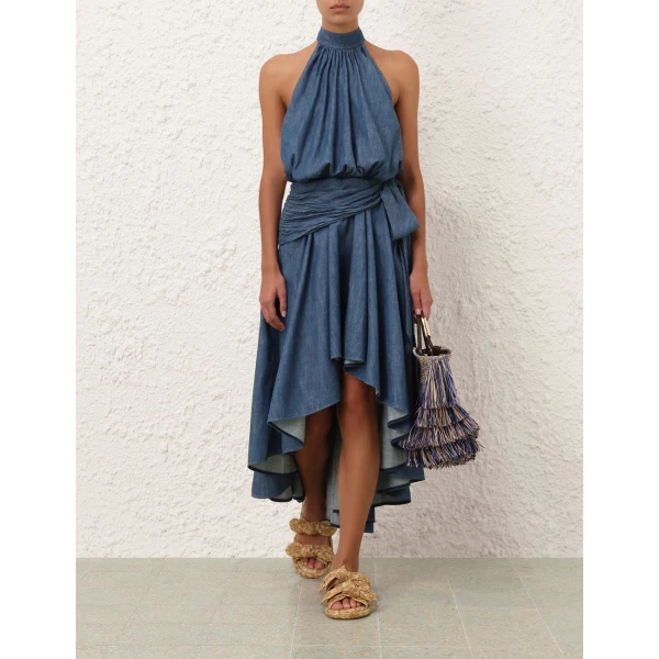 Zimmermann Sundance Halter Denim Dress, view 2