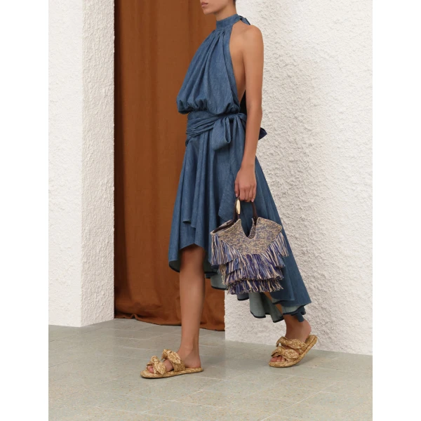 Zimmermann Sundance Halter Denim Dress, view 3