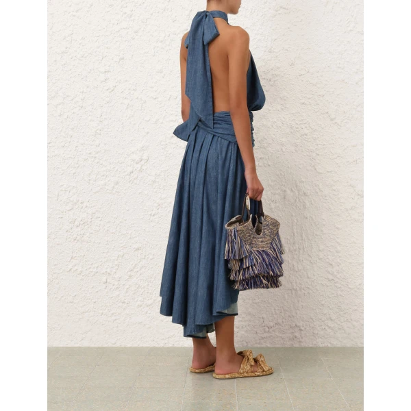 Zimmermann Sundance Halter Denim Dress, view 4