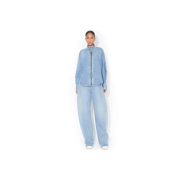 Alaïa Zip Denim Shirt - ALAÏA Pants - Laser Cut Luxury - Shop at Luxury Shoes 