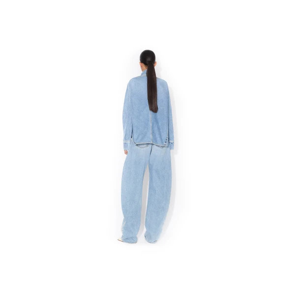 Alaïa Zip Denim Shirt - ALAÏA Pants - Laser Cut Luxury - Shop at Luxury Shoes 
