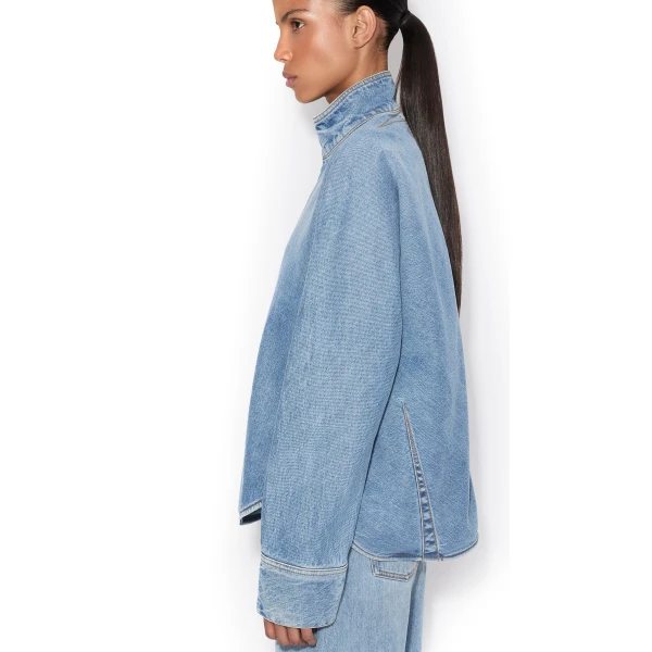 Alaïa Zip Denim Shirt - ALAÏA Pants - Laser Cut Luxury - Shop at Luxury Shoes 