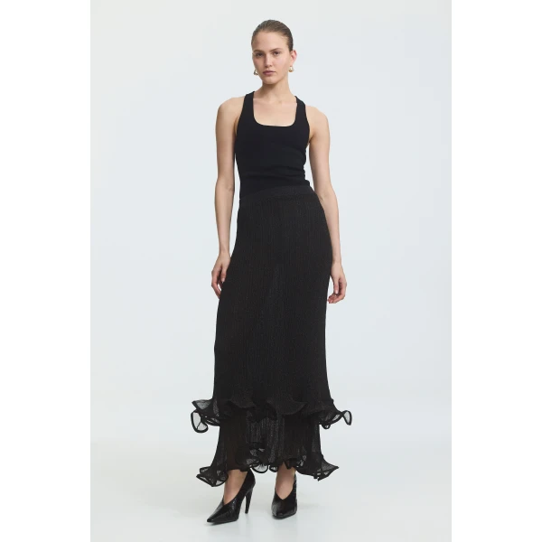 Aje Agata Ruffle Knit Midi Skirt, view 2