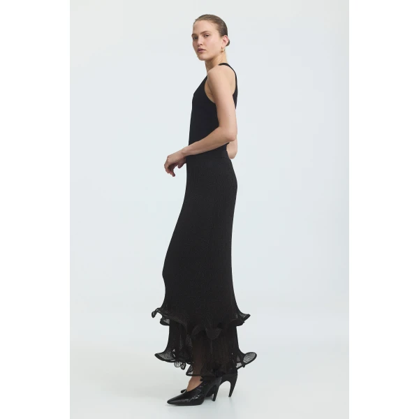 Aje Agata Ruffle Knit Midi Skirt, view 3