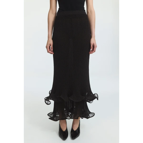 Aje Agata Ruffle Knit Midi Skirt, view 4