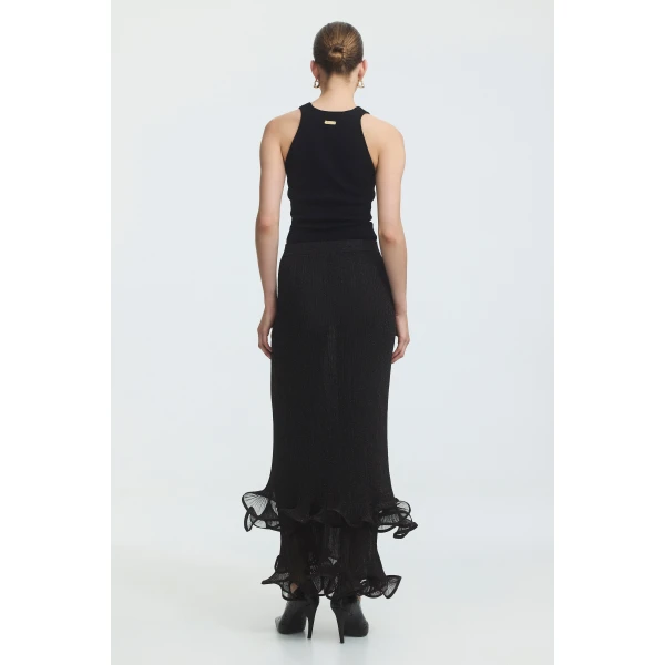 Aje Agata Ruffle Knit Midi Skirt, view 5
