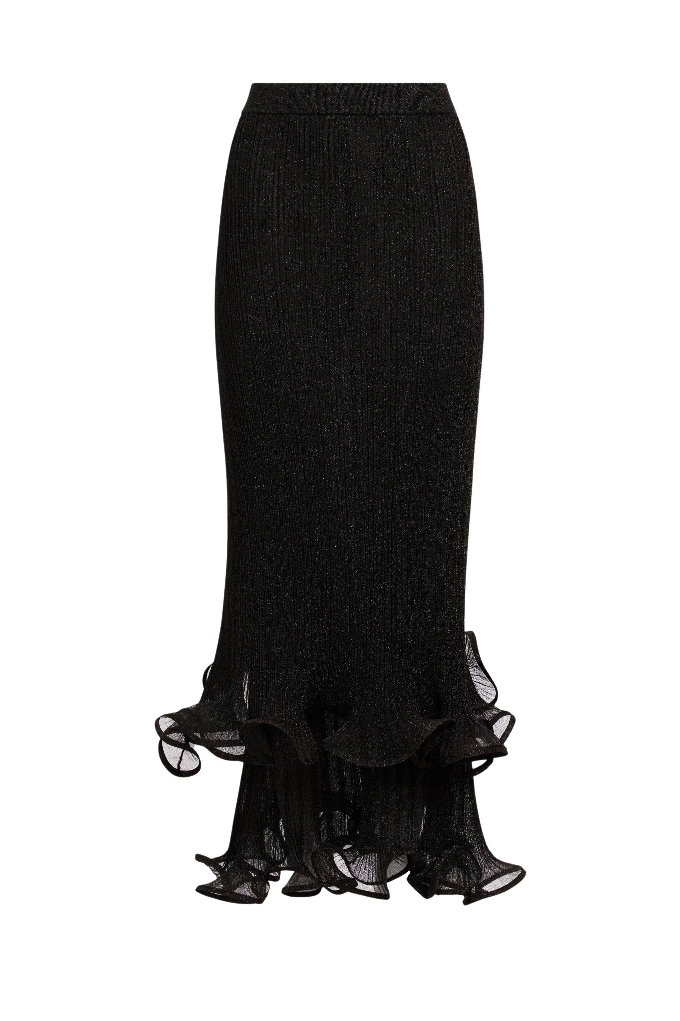Aje Agata Ruffle Knit Midi Skirt