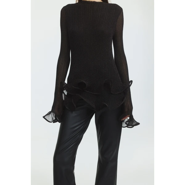 Aje Agata Ruffle Knit Top, view 3