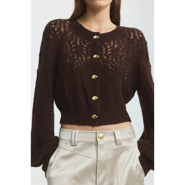 Aje Brielle Lace Knit Cardigan, view 3