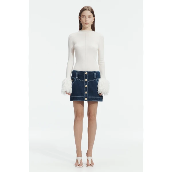 Aje Rylee Denim Mini Skirt, view 2