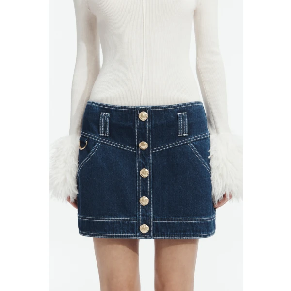 Aje Rylee Denim Mini Skirt, view 3