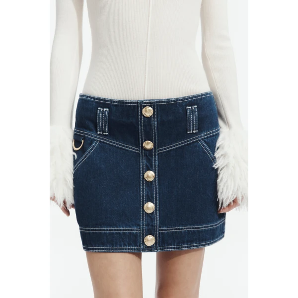 Aje Rylee Denim Mini Skirt, view 4