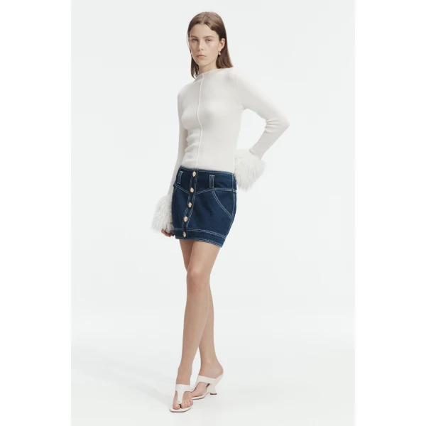 Aje Rylee Denim Mini Skirt, view 5