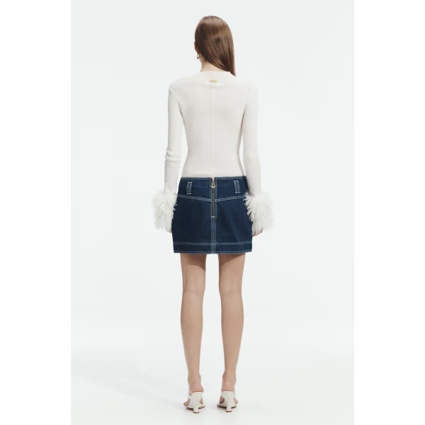 Aje Rylee Denim Mini Skirt, view 6
