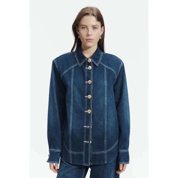 Aje Rylee Denim Shirt, view 3