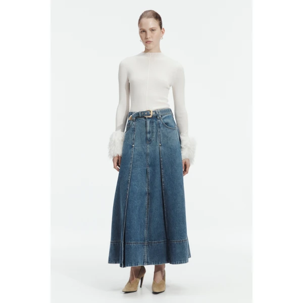 Aje Viva Denim Midi Skirt, view 2