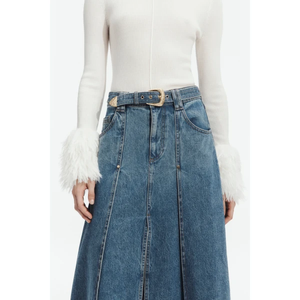 Aje Viva Denim Midi Skirt, view 3