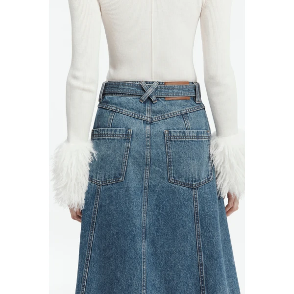 Aje Viva Denim Midi Skirt, view 4