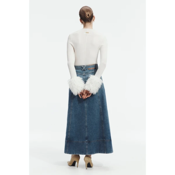 Aje Viva Denim Midi Skirt, view 6