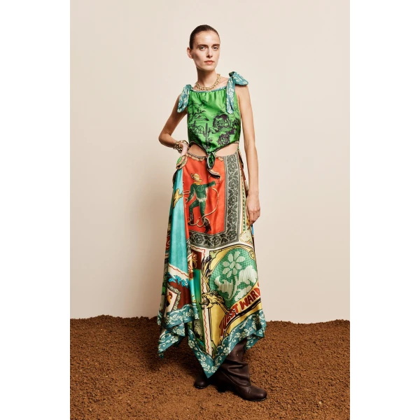 Alemais Ace Silk Scarf Dress, view 2