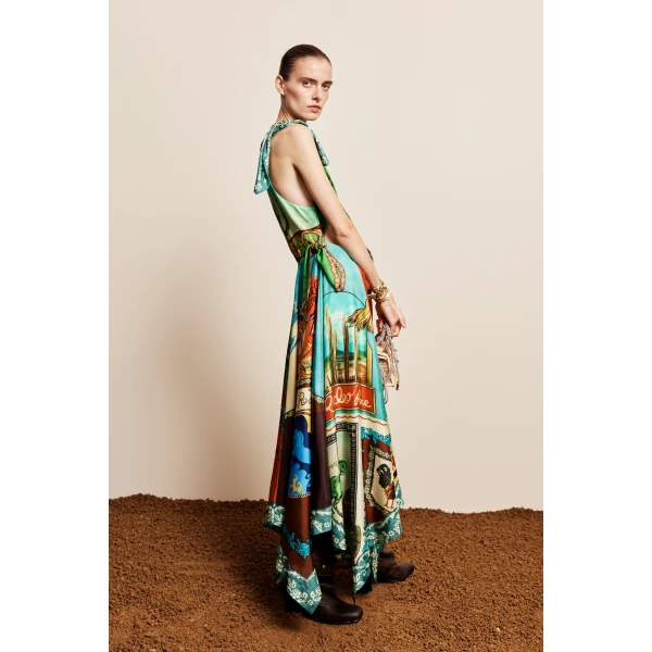 Alemais Ace Silk Scarf Dress, view 3
