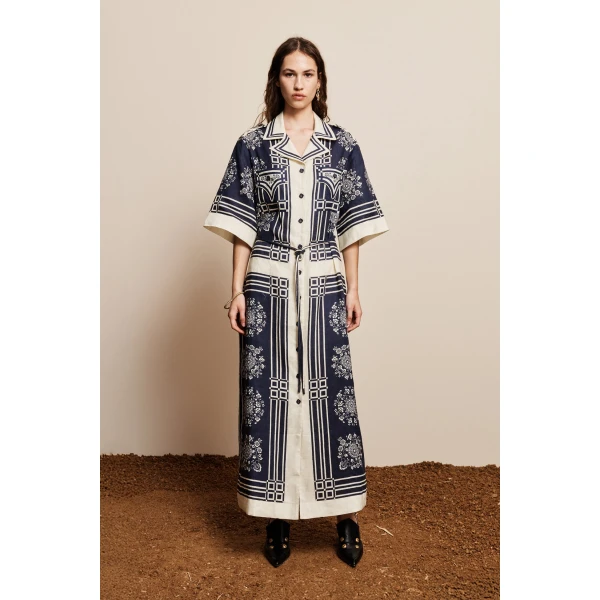 Alemais Banderra Linen Shirtdress Dress, view 2